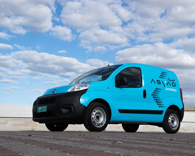 Asyad Express delivery van in corporate livery.